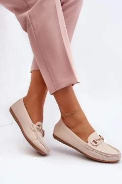 Loafersy Damskie|Mokasyny Damskie Skórzane>Boto Damskie Klasyczne Mokasyny Eko Skórzane Beżowe Demese