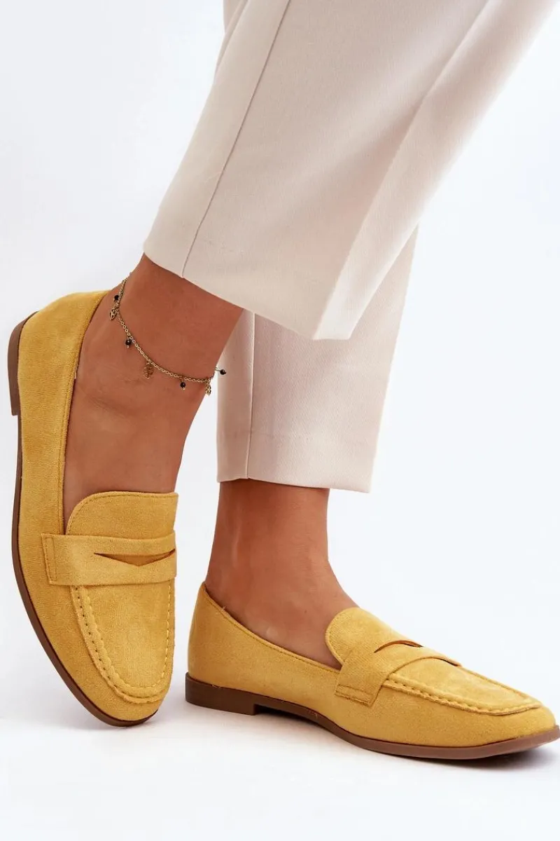 Sale Boto Damskie Klasyczne Mokasyny Żółte Olevin