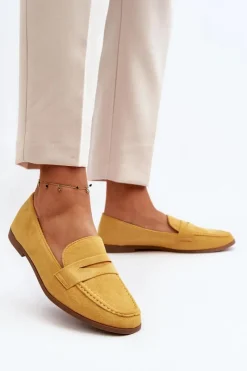 Sale Boto Damskie Klasyczne Mokasyny Żółte Olevin