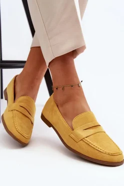 Sale Boto Damskie Klasyczne Mokasyny Żółte Olevin
