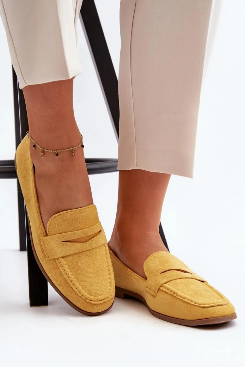 Sale Boto Damskie Klasyczne Mokasyny Żółte Olevin