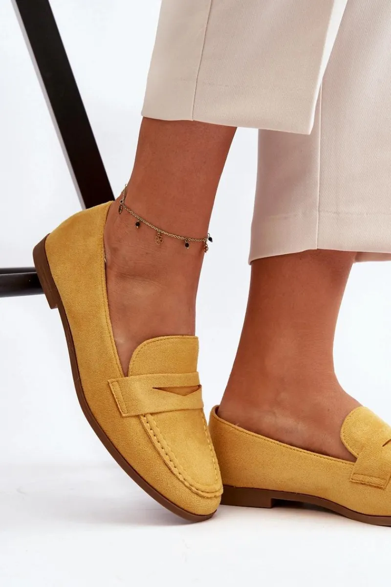 Sale Boto Damskie Klasyczne Mokasyny Żółte Olevin