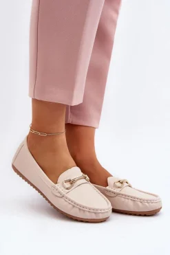 Sale Damskie Klasyczne Mokasyny Z Ozdobą Beżowe Ainslee Damskie Loafersy Damskie|Mokasyny Damskie Skórzane