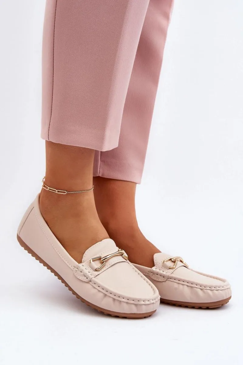 Sale Damskie Klasyczne Mokasyny Z Ozdobą Beżowe Ainslee Damskie Loafersy Damskie|Mokasyny Damskie Skórzane