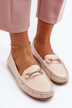 Sale Damskie Klasyczne Mokasyny Z Ozdobą Beżowe Ainslee Damskie Loafersy Damskie|Mokasyny Damskie Skórzane