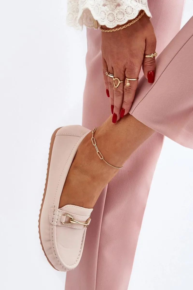 Sale Damskie Klasyczne Mokasyny Z Ozdobą Beżowe Ainslee Damskie Loafersy Damskie|Mokasyny Damskie Skórzane