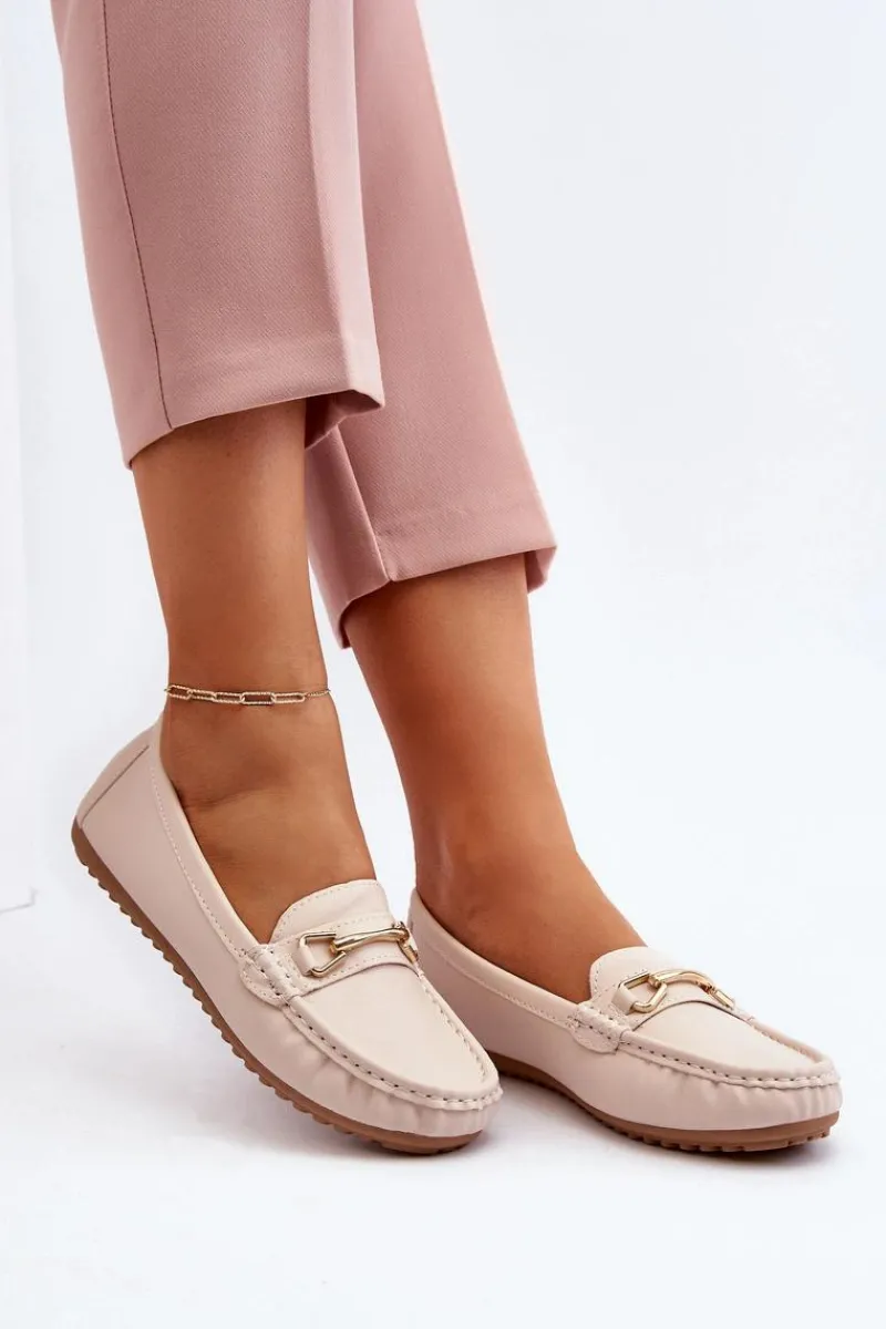 Sale Damskie Klasyczne Mokasyny Z Ozdobą Beżowe Ainslee Damskie Loafersy Damskie|Mokasyny Damskie Skórzane
