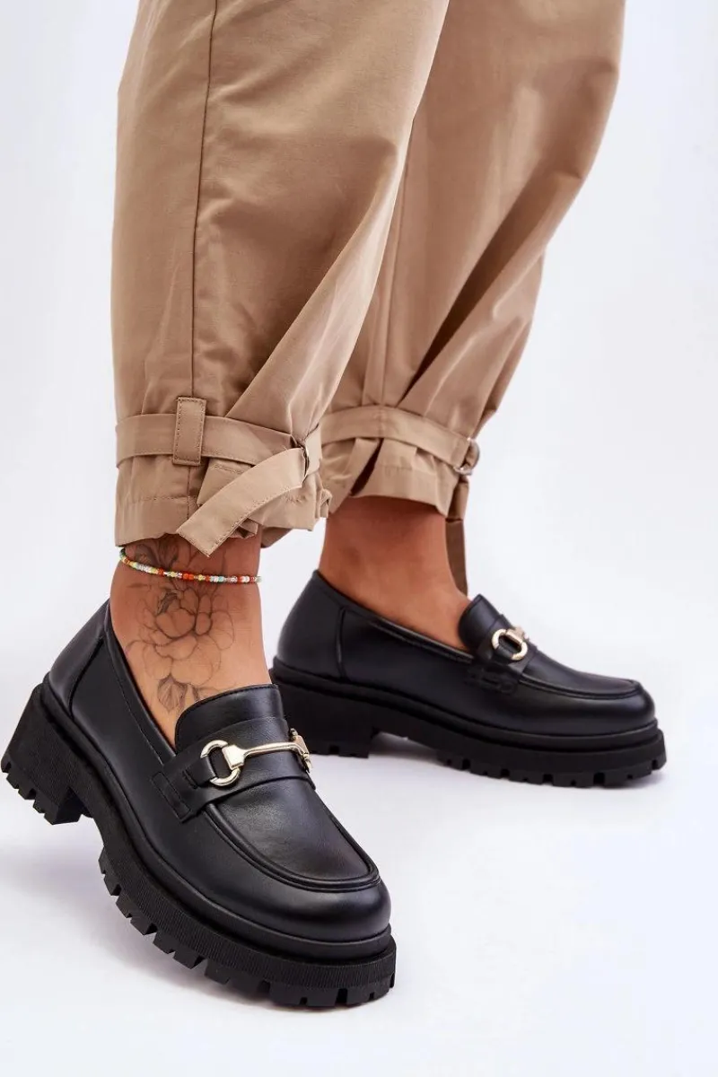 Mokasyny Damskie Skórzane|Mokasyny Na Platformie>Boto Damskie Klasyczne Mokasyny Na Platformie Czarne Miracle