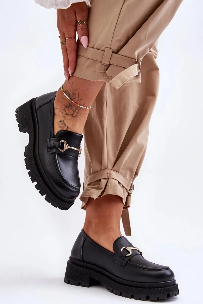 Mokasyny Damskie Skórzane|Mokasyny Na Platformie>Boto Damskie Klasyczne Mokasyny Na Platformie Czarne Miracle