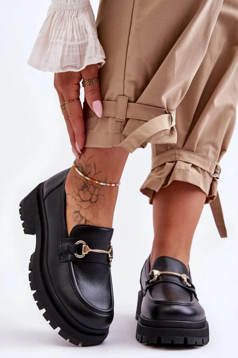 Mokasyny Damskie Skórzane|Mokasyny Na Platformie>Boto Damskie Klasyczne Mokasyny Na Platformie Czarne Miracle