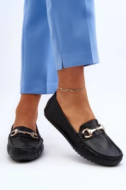 Outlet Damskie Klasyczne Mokasyny Eko Skórzane Czarne Demese Damskie Loafersy Damskie|Mokasyny Damskie Skórzane