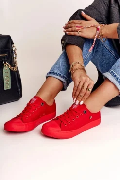 Trampki Damskie Big Star|Trampki Damskie Niskie>Big Star Shoes Damskie Klasyczne Niskie Trampki BIG STAR AA274007 Czerwone