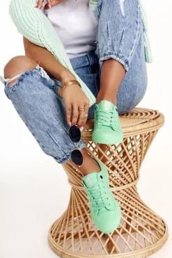 Clearance Damskie Klasyczne Niskie Trampki BIG STAR AA274030 Zielone Damskie Trampki Damskie Big Star|Trampki Damskie Niskie