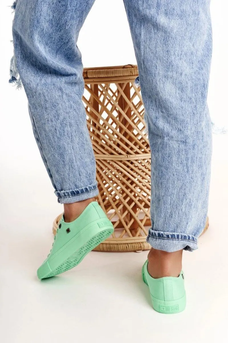 Clearance Damskie Klasyczne Niskie Trampki BIG STAR AA274030 Zielone Damskie Trampki Damskie Big Star|Trampki Damskie Niskie