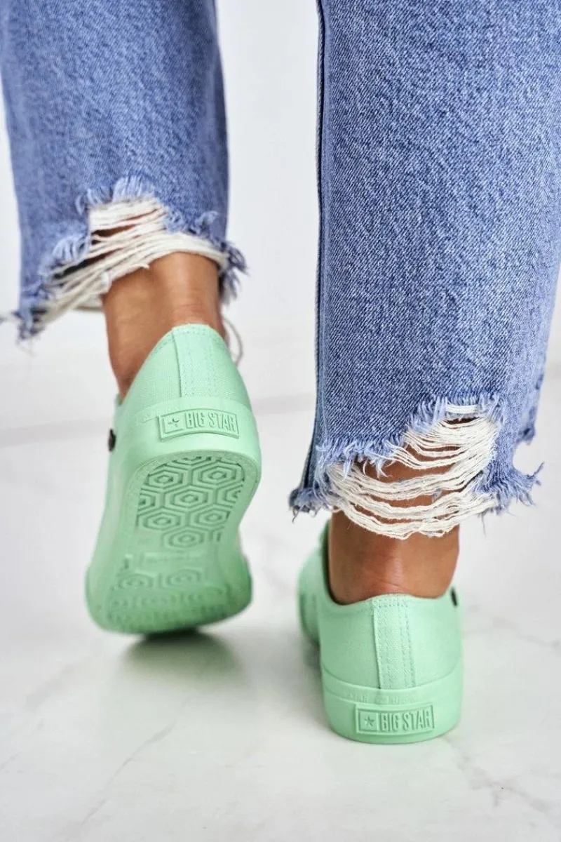 Clearance Damskie Klasyczne Niskie Trampki BIG STAR AA274030 Zielone Damskie Trampki Damskie Big Star|Trampki Damskie Niskie