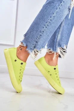 Hot Damskie Klasyczne Niskie Trampki BIG STAR AA274012 Limonkowe Damskie Trampki Damskie Big Star|Trampki Damskie Niskie