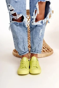 Hot Damskie Klasyczne Niskie Trampki BIG STAR AA274012 Limonkowe Damskie Trampki Damskie Big Star|Trampki Damskie Niskie