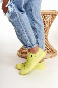 Hot Damskie Klasyczne Niskie Trampki BIG STAR AA274012 Limonkowe Damskie Trampki Damskie Big Star|Trampki Damskie Niskie