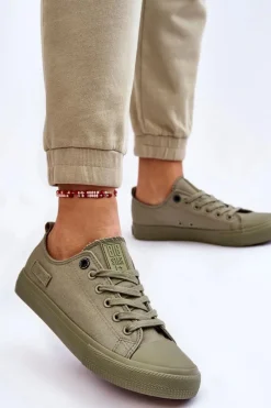 Outlet Big Star Shoes Damskie Klasyczne Niskie Trampki Big Star LL274028 Zielone