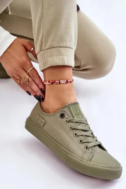 Outlet Big Star Shoes Damskie Klasyczne Niskie Trampki Big Star LL274028 Zielone