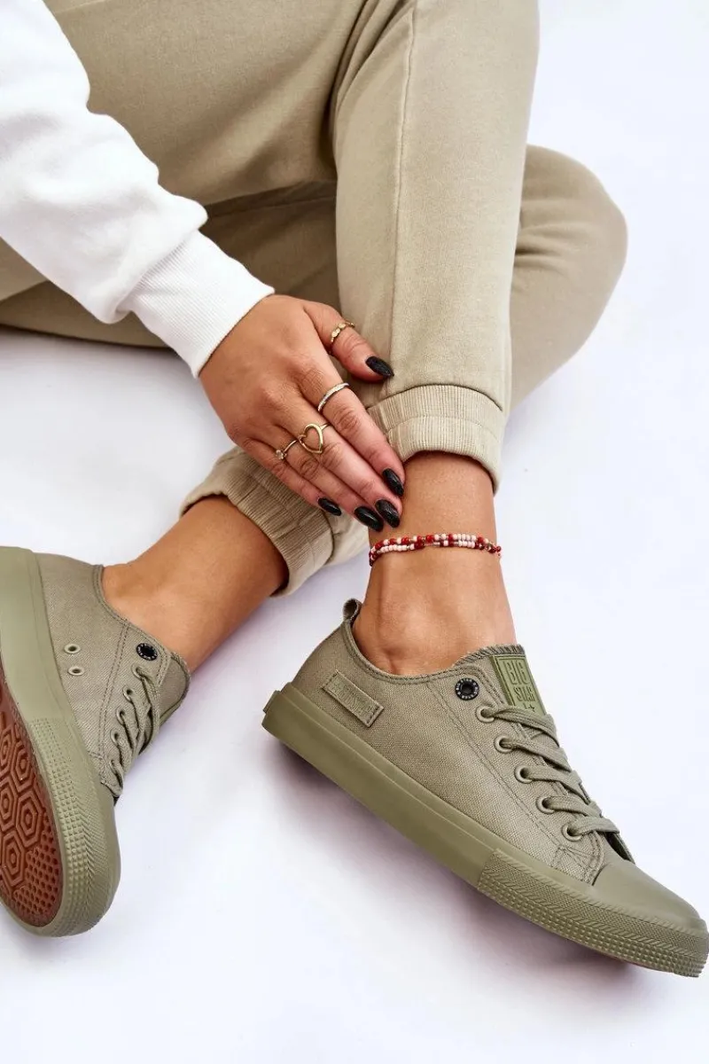 Outlet Big Star Shoes Damskie Klasyczne Niskie Trampki Big Star LL274028 Zielone