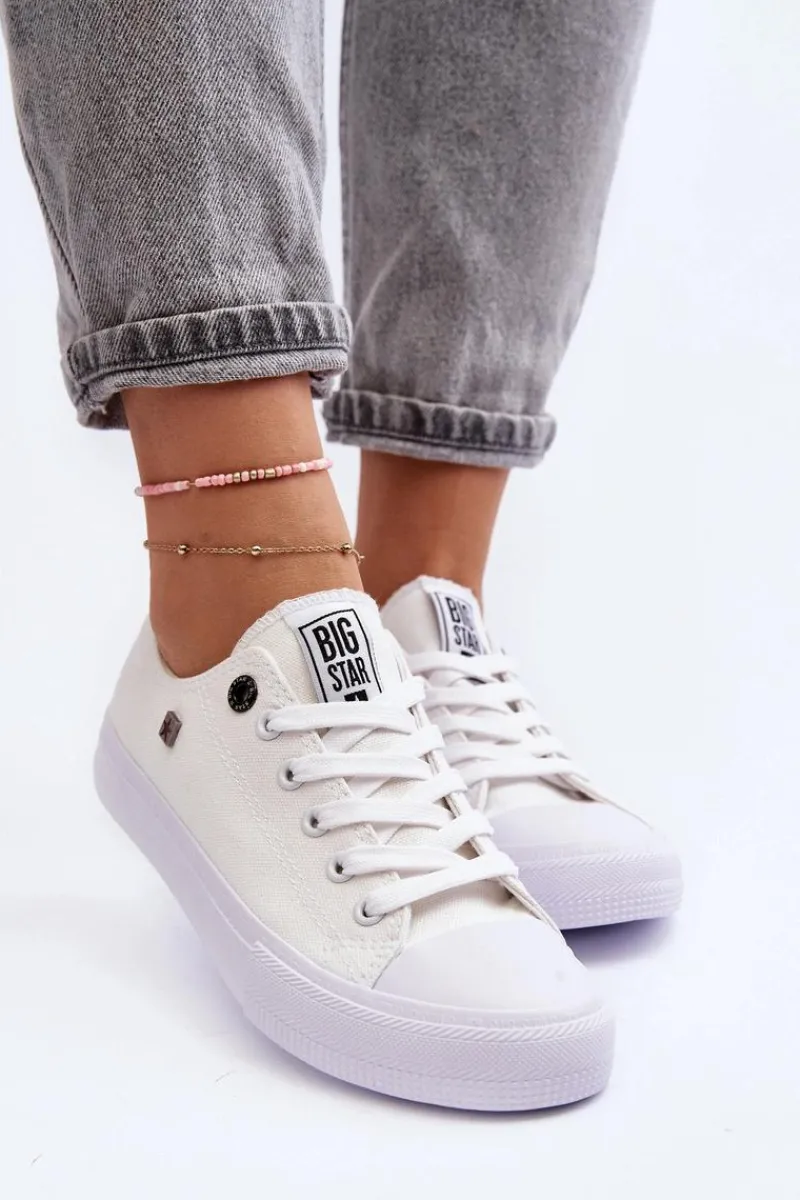 Trampki Damskie Big Star|Trampki Damskie Niskie>Big Star Shoes Damskie Klasyczne Niskie Trampki BIG STAR AA274010 Białe Biały