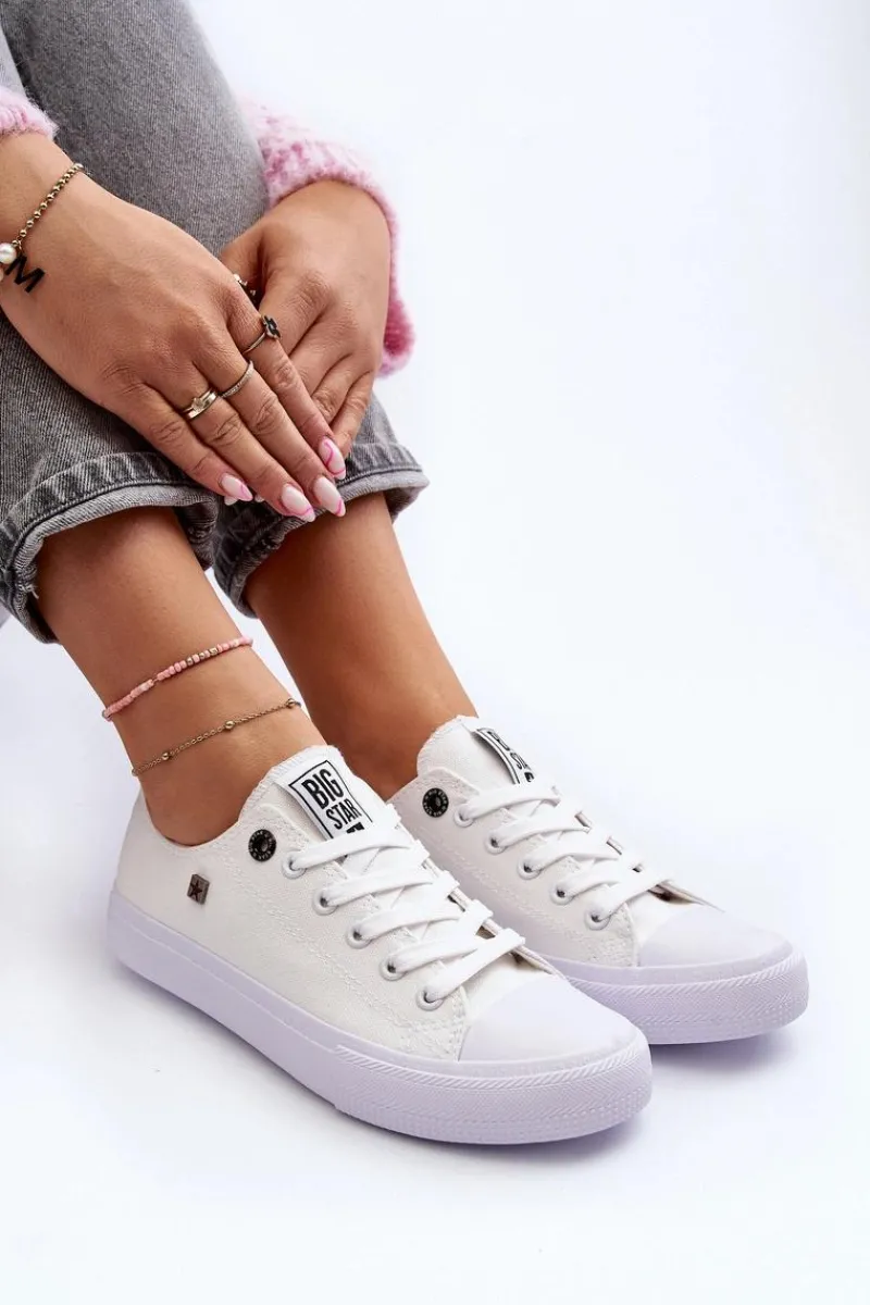 Trampki Damskie Big Star|Trampki Damskie Niskie>Big Star Shoes Damskie Klasyczne Niskie Trampki BIG STAR AA274010 Białe Biały