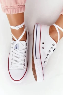 New Damskie Klasyczne Niskie Trampki Big Star DD274336 Białe Damskie Trampki Damskie Big Star|Trampki Damskie Niskie