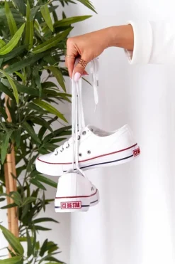 New Damskie Klasyczne Niskie Trampki Big Star DD274336 Białe Damskie Trampki Damskie Big Star|Trampki Damskie Niskie