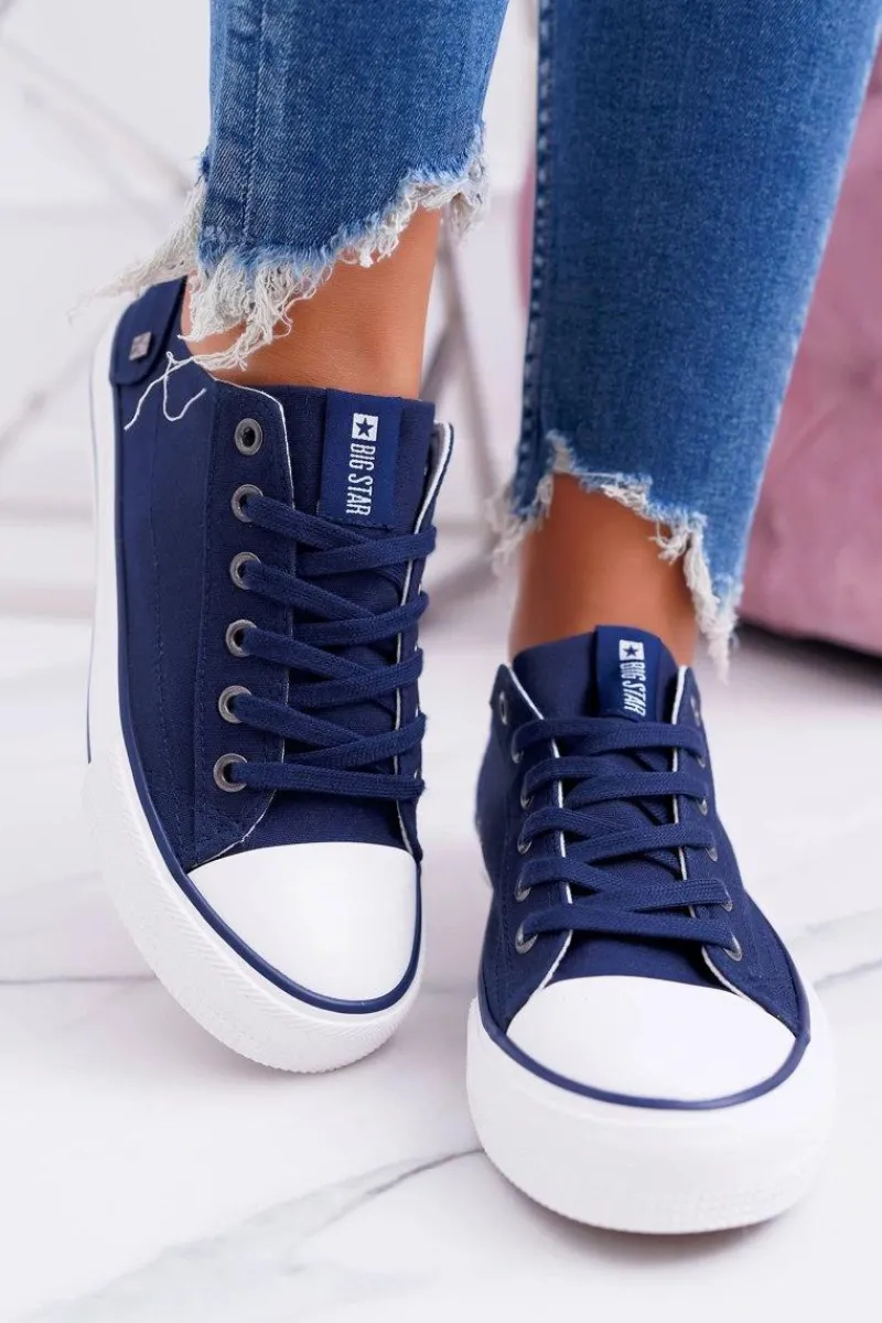 Online Damskie Klasyczne Niskie Trampki Big Star DD274335 Granatowe Damskie Trampki Damskie Big Star|Trampki Damskie Niskie