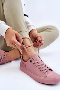 Hot Damskie Klasyczne Niskie Trampki Big Star LL274027 Różowe Damskie Trampki Damskie Big Star|Trampki Damskie Niskie