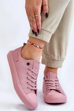 Hot Damskie Klasyczne Niskie Trampki Big Star LL274027 Różowe Damskie Trampki Damskie Big Star|Trampki Damskie Niskie