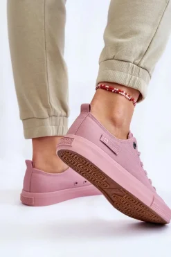 Hot Damskie Klasyczne Niskie Trampki Big Star LL274027 Różowe Damskie Trampki Damskie Big Star|Trampki Damskie Niskie