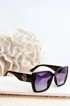 Okulary>Boto Damskie Klasyczne Okulary Przeciwsłoneczne Z Ozdobnymi Detalami UV400 Czarne