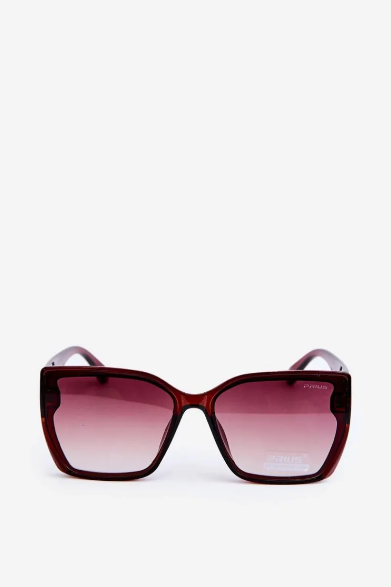 Hot Boto Damskie Klasyczne Okulary Przeciwsłoneczne Z Ozdobnymi Detalami UV400 Brązowe