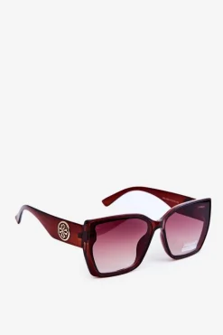 Hot Boto Damskie Klasyczne Okulary Przeciwsłoneczne Z Ozdobnymi Detalami UV400 Brązowe