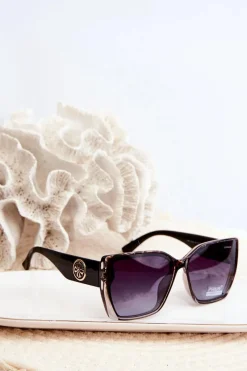 Discount Boto Damskie Klasyczne Okulary Przeciwsłoneczne Z Ozdobnymi Detalami UV400 Czarne