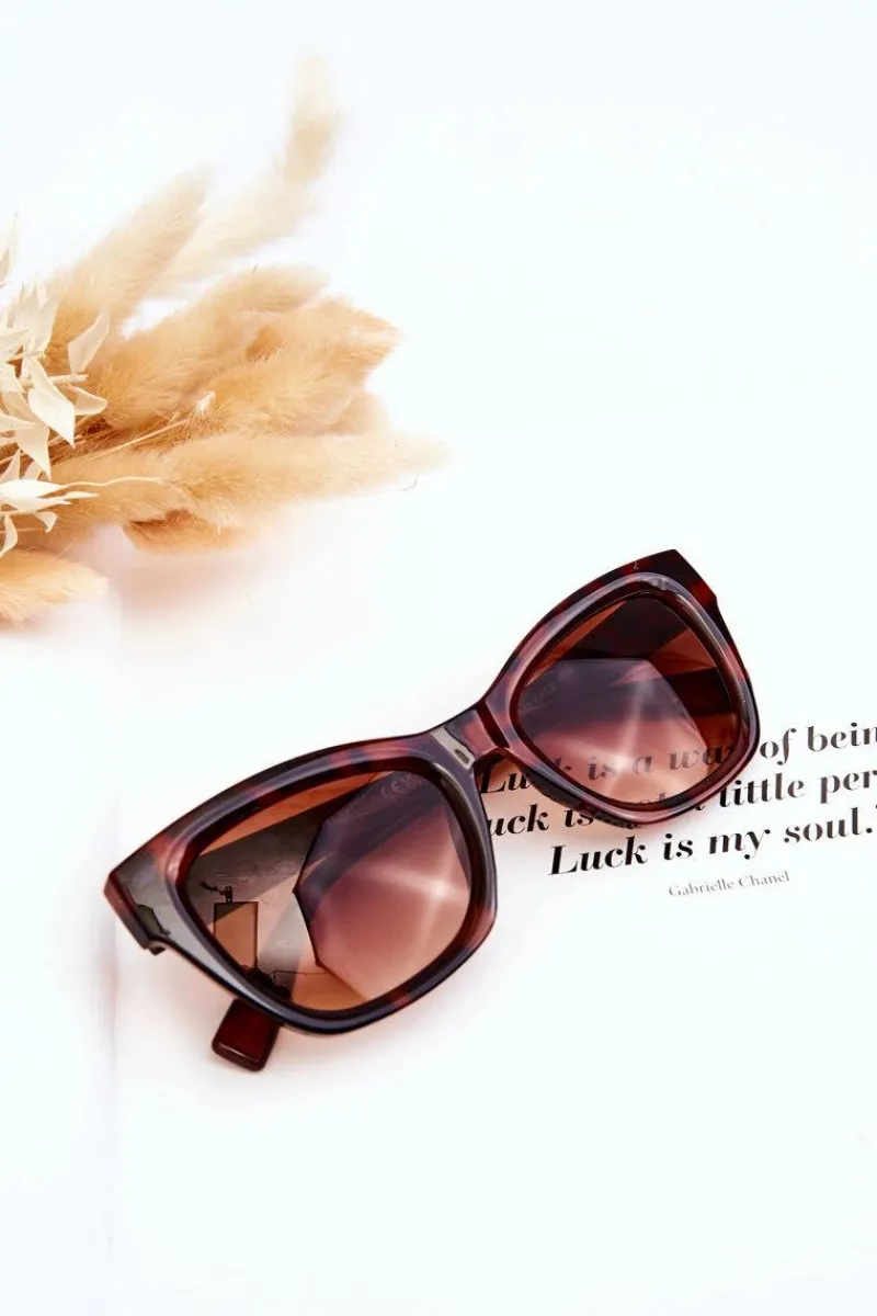 Okulary>Boto Damskie Klasyczne Okulary Przeciwsłoneczne M2390 Marmurkowe Brązowe