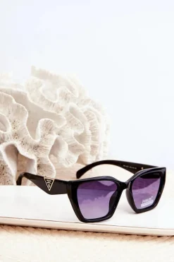 Okulary>Boto Damskie Klasyczne Okulary Przeciwsłoneczne Ze Złotymi Detalami UV400 Czarne Czarny