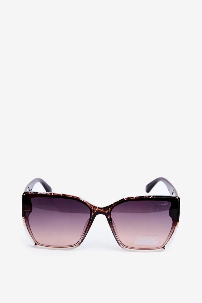 Damskie Klasyczne Okulary Przeciwsłoneczne Z Ozdobnymi Detalami UV400 Czarno-Brązowe Okulary