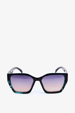 Sale Boto Damskie Klasyczne Okulary Przeciwsłoneczne Ze Złotymi Detalami UV400 Czarno-Niebieskie