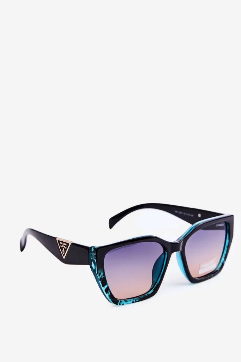 Sale Boto Damskie Klasyczne Okulary Przeciwsłoneczne Ze Złotymi Detalami UV400 Czarno-Niebieskie