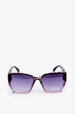 Damskie Klasyczne Okulary Przeciwsłoneczne Z Ozdobnymi Detalami UV400 Czarno-Różowe Okulary