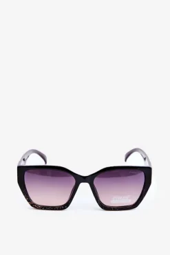 Okulary>Boto Damskie Klasyczne Okulary Przeciwsłoneczne Ze Złotymi Detalami UV400 Czarno-Brązowe