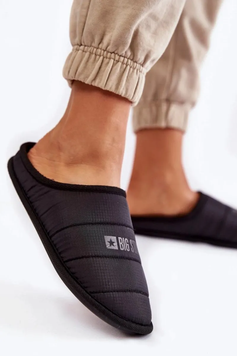 Kapcie Klasyczne>Big Star Shoes Damskie Klasyczne Papcie Big Star KK274602 Czarne Czarny