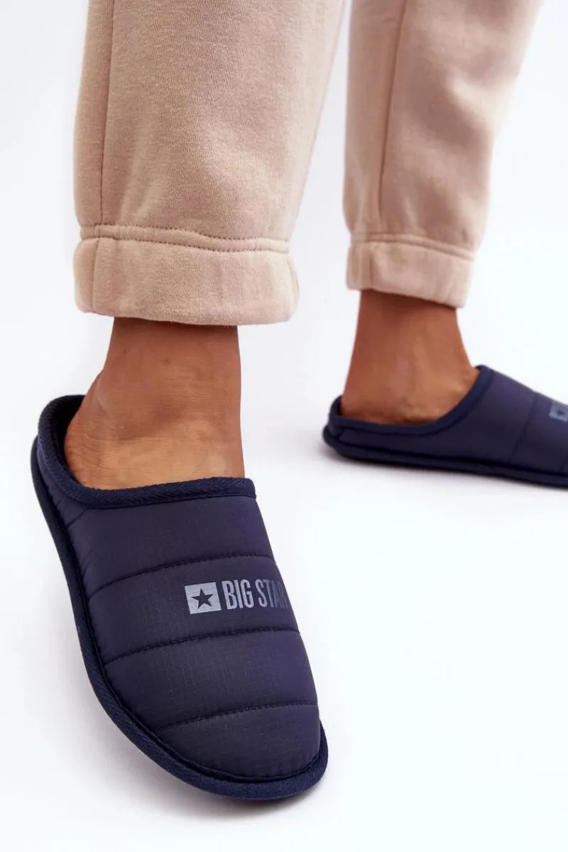 Kapcie Klasyczne>Big Star Shoes Damskie Klasyczne Papcie Granatowe Big Star KK274601 Niebieski