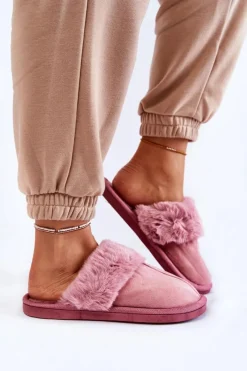 Boto Damskie Klasyczne Papcie Z Futerkiem Różowe Lorines