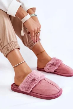 Boto Damskie Klasyczne Papcie Z Futerkiem Różowe Lorines