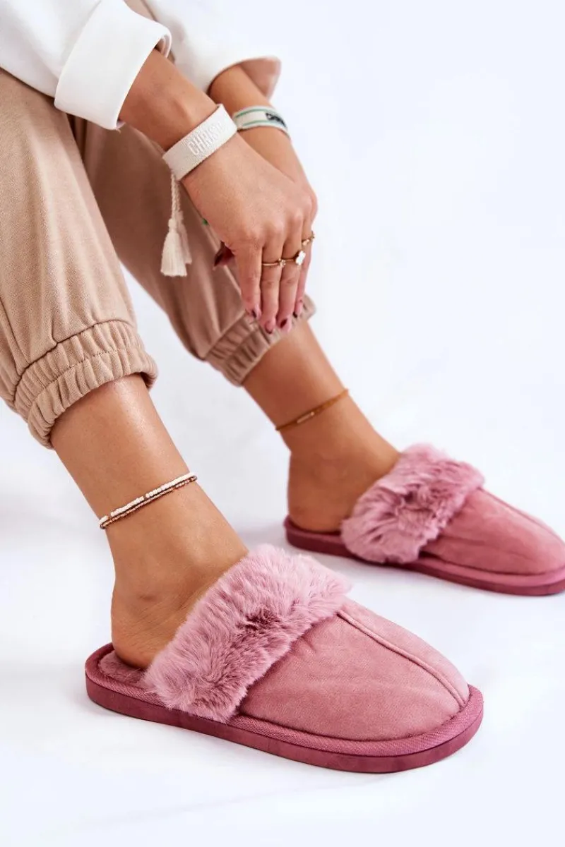 Boto Damskie Klasyczne Papcie Z Futerkiem Różowe Lorines