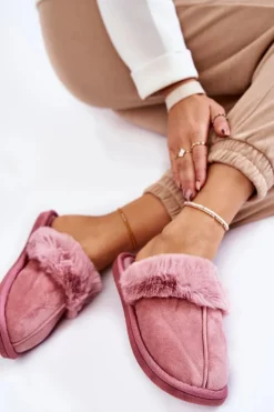 Boto Damskie Klasyczne Papcie Z Futerkiem Różowe Lorines